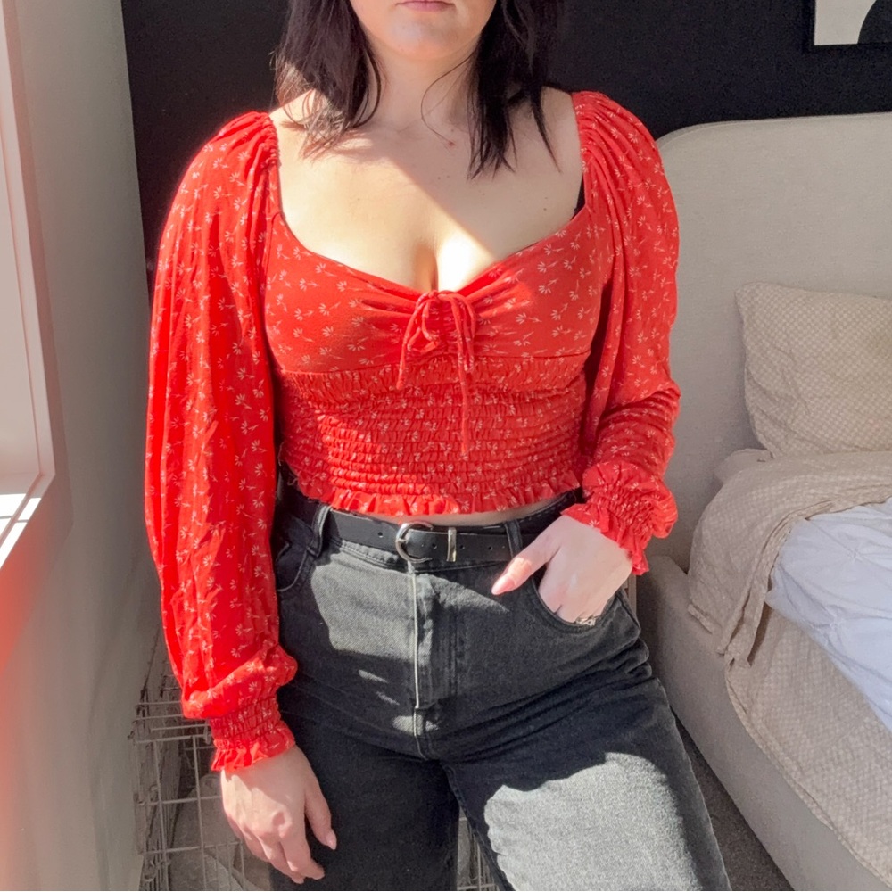 Urban Outfitters Floral Cropped Blouse